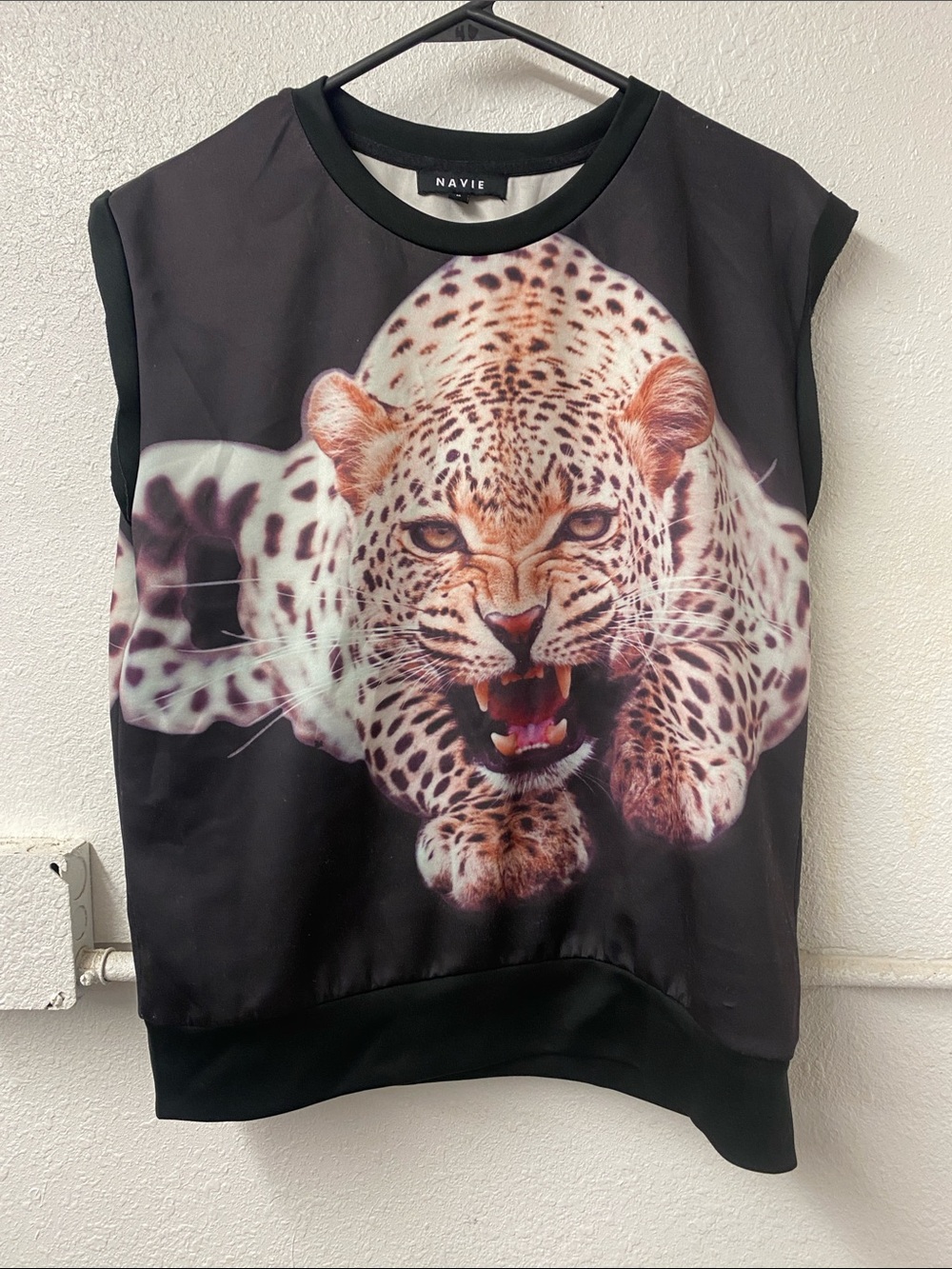 Navie- leopard print (both sides) - sleeveless top- retro Y2K- sleek polyester